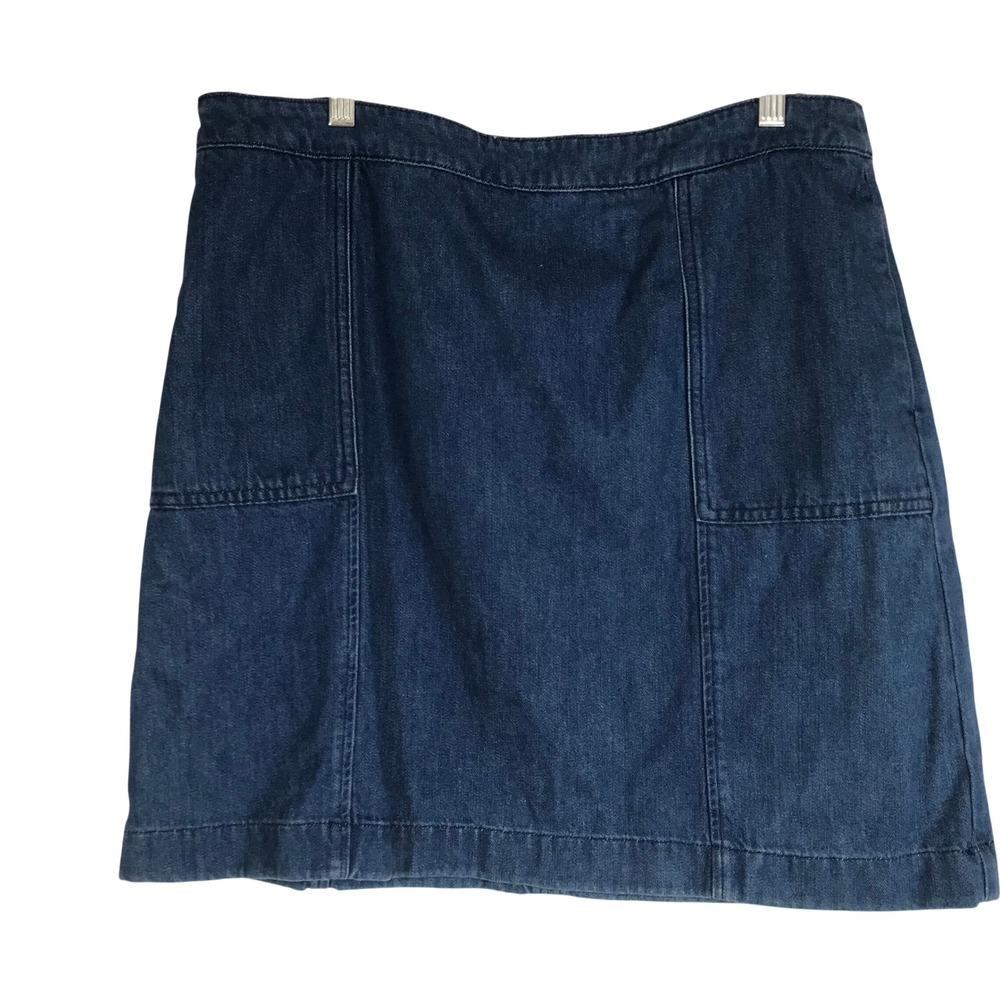 Boden Denim A Line Skirt Blue Jean Button Front Casual Women's Size 12R